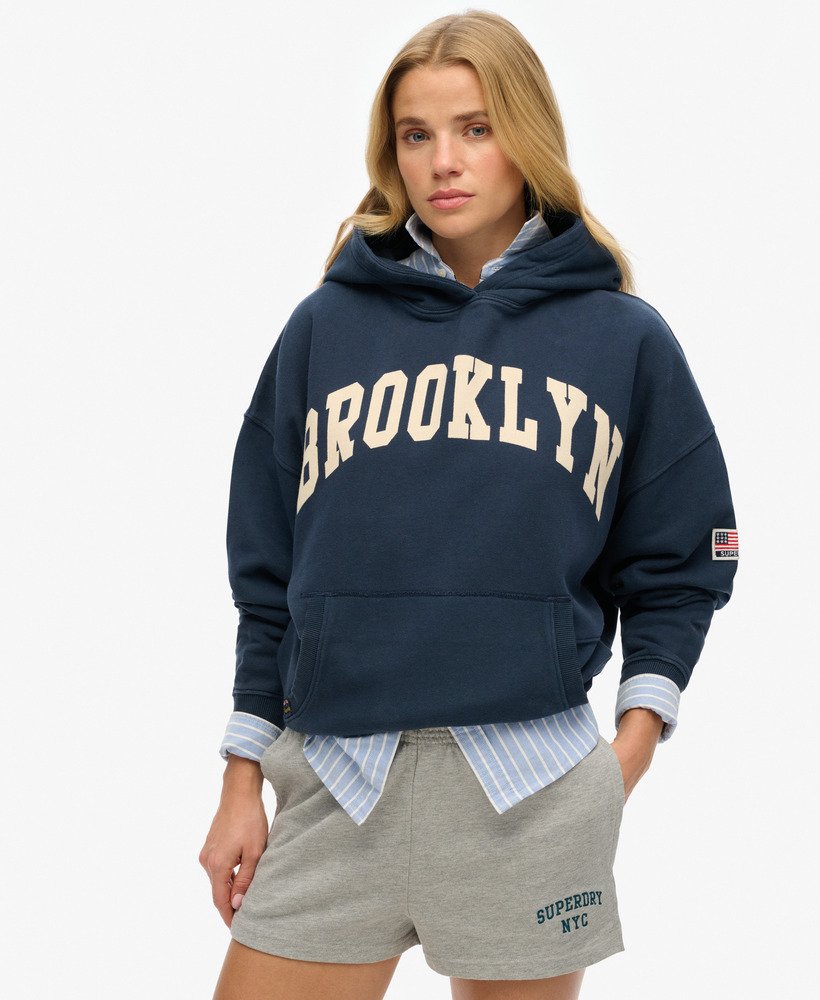 moletom com capuz athletic essentials relaxed na cor azul marinho mais intenso