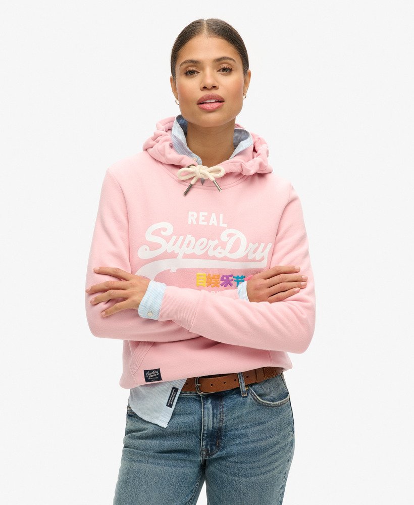 moletom com capuz vintage logo pop na cor coral blush