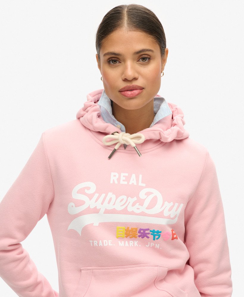 moletom com capuz vintage logo pop na cor coral blush
