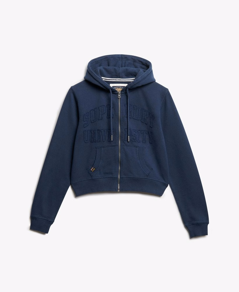 Moletom cropped com zíper Athletic Essentials em tons neutros
