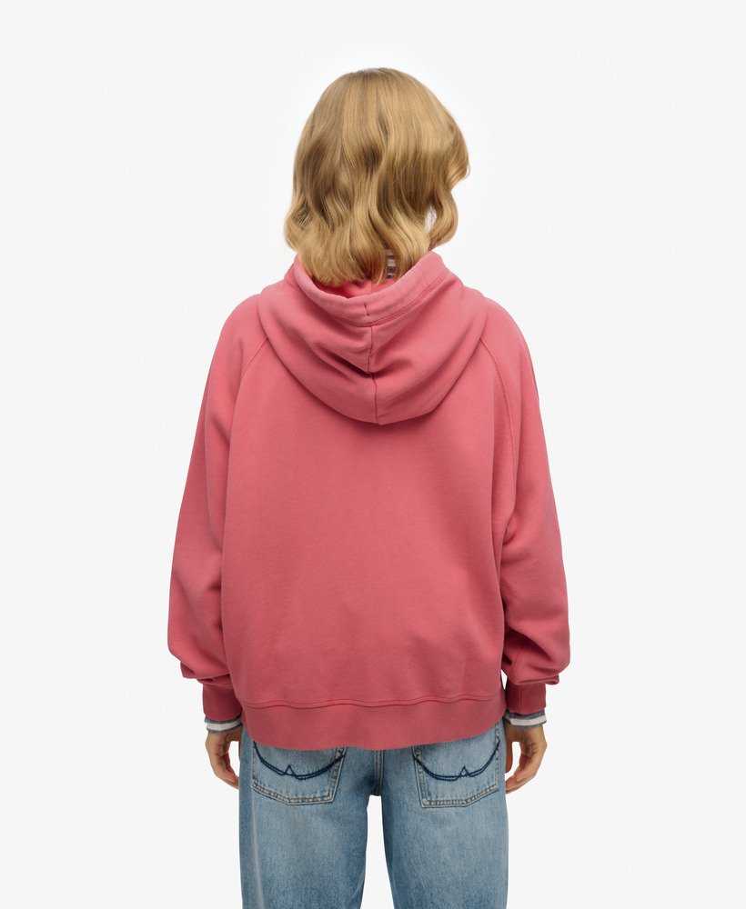 moletom com capuz e zíper oversized essential logo raglan na cor vermelho azevinho