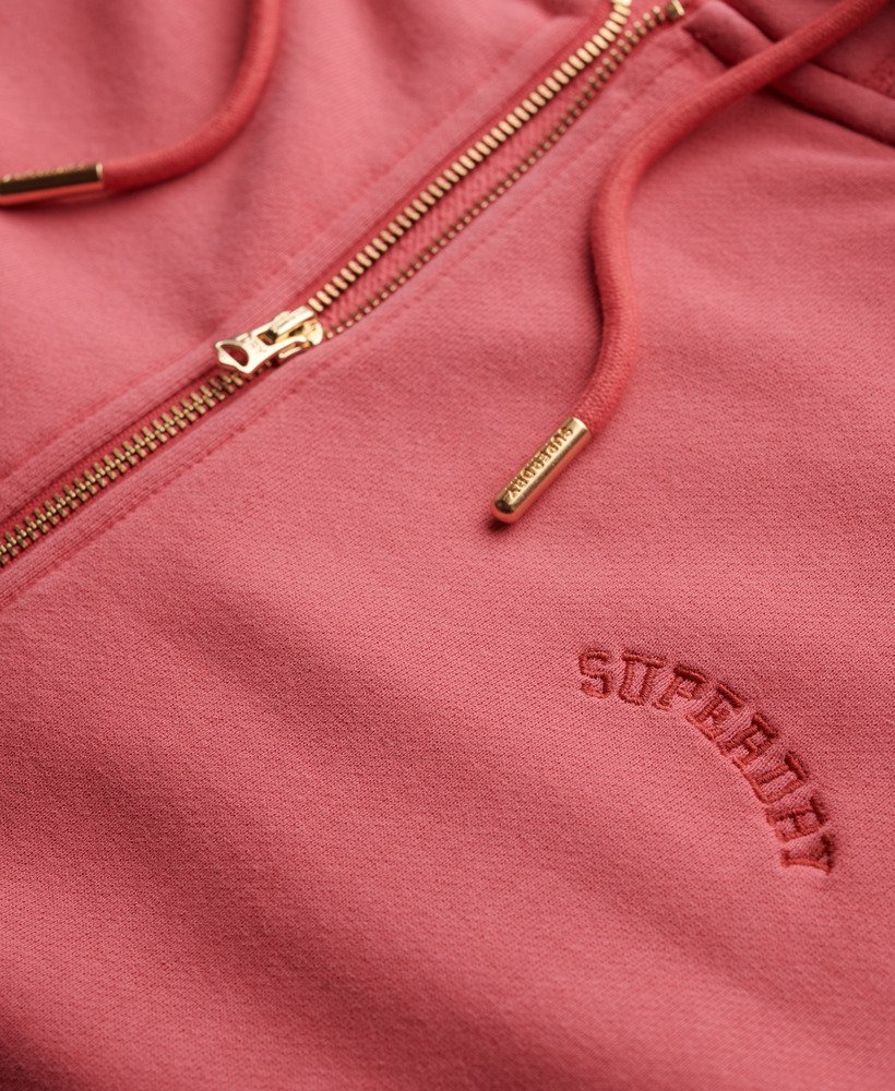 moletom com capuz e zíper oversized essential logo raglan na cor vermelho azevinho