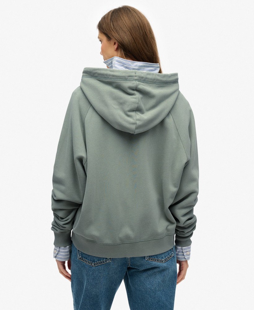 moletom com capuz e zíper oversized essential logo raglan na cor verde lírio