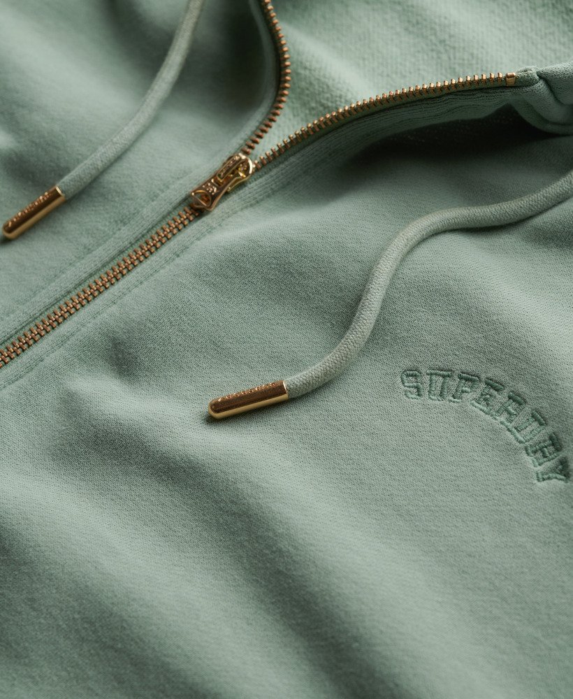 moletom com capuz e zíper oversized essential logo raglan na cor verde lírio