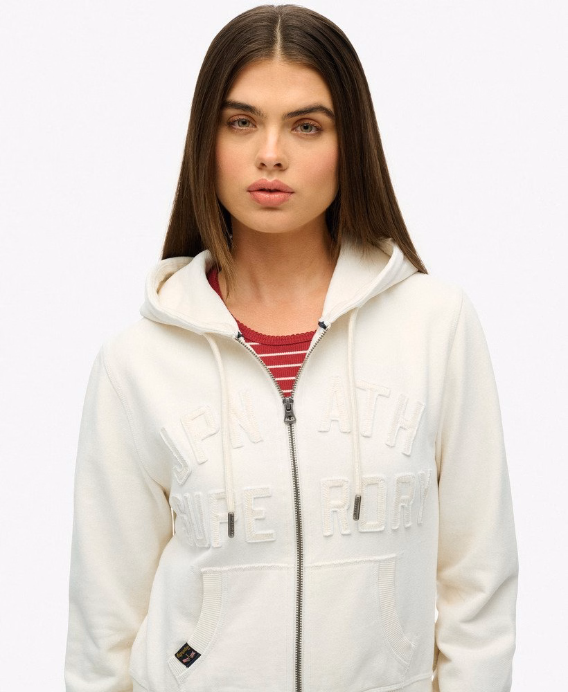 Moletom cropped com zíper Athletic Essentials em tons neutros