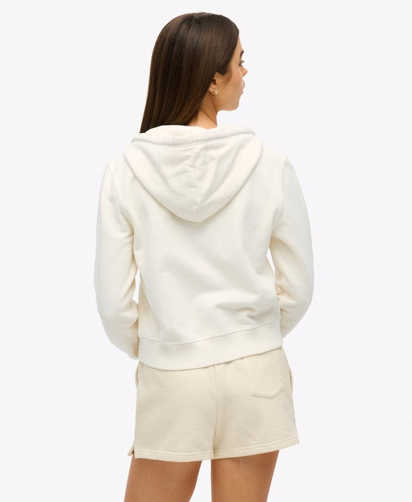 Moletom cropped com zíper Athletic Essentials em tons neutros