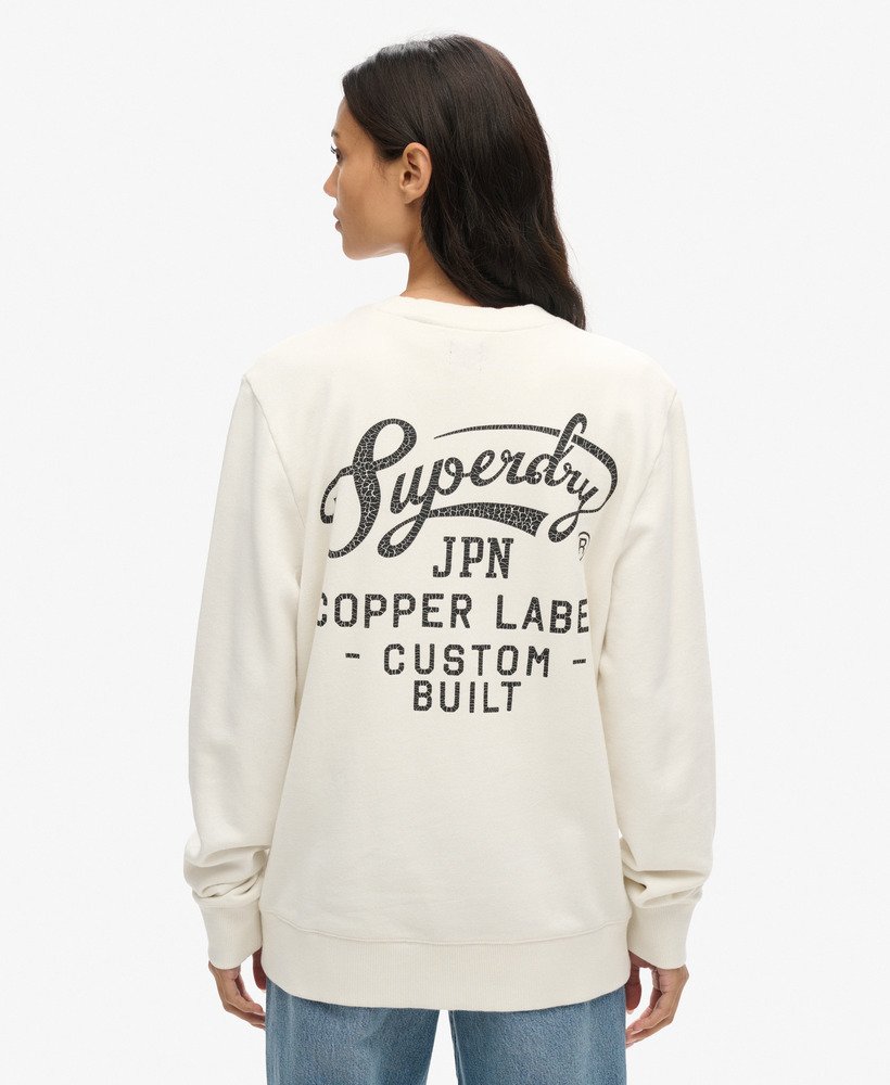 moletom oversized copper label com estampa gráfica na cor creme