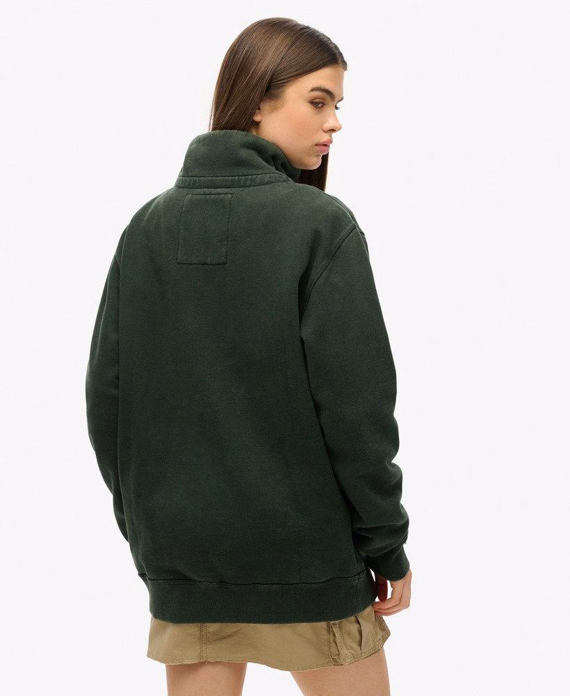 Suéter Henley vintage esportivo oversized com zíper