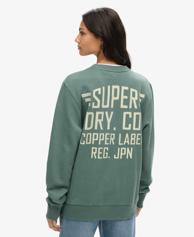moletom oversized copper label graphic crew na cor verde drius