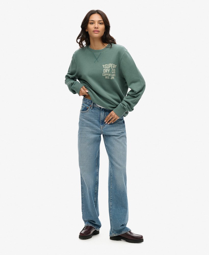 moletom oversized copper label graphic crew na cor verde drius