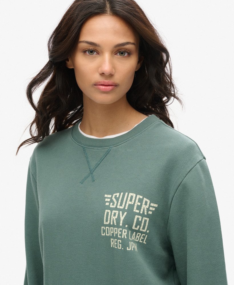 moletom oversized copper label graphic crew na cor verde drius