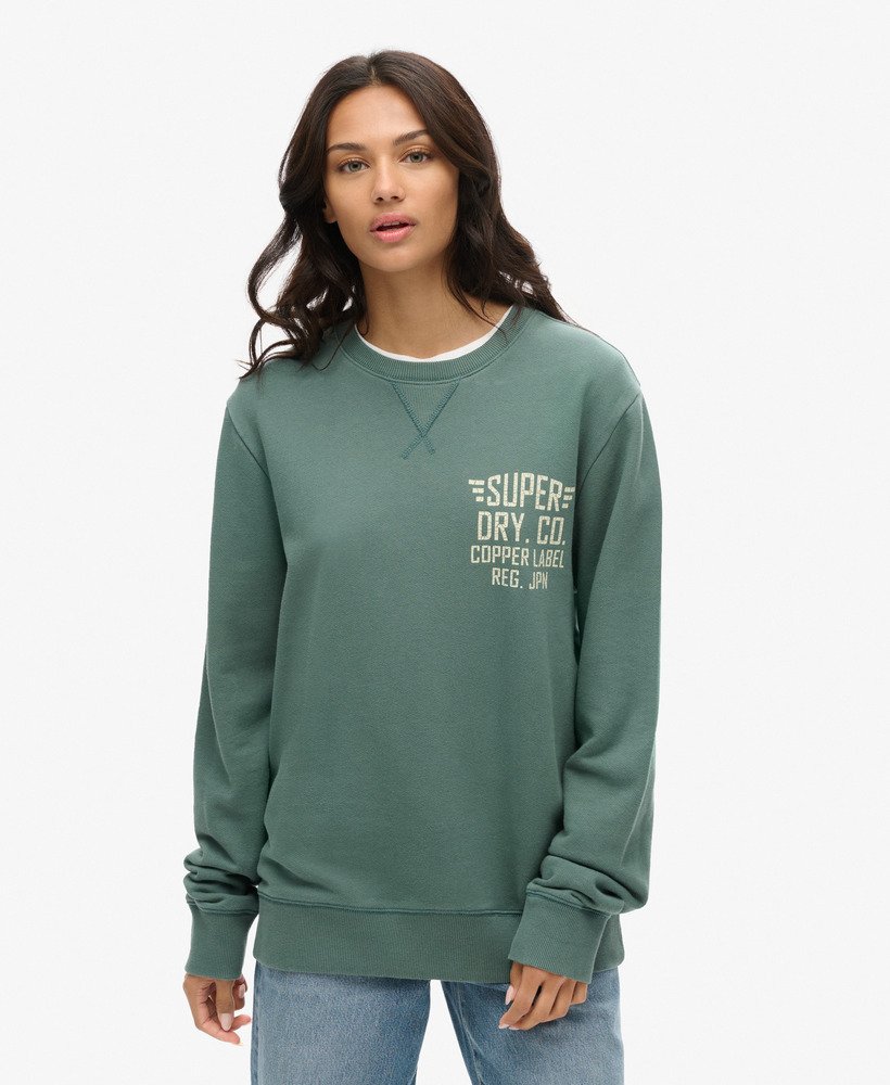 moletom oversized copper label graphic crew na cor verde drius