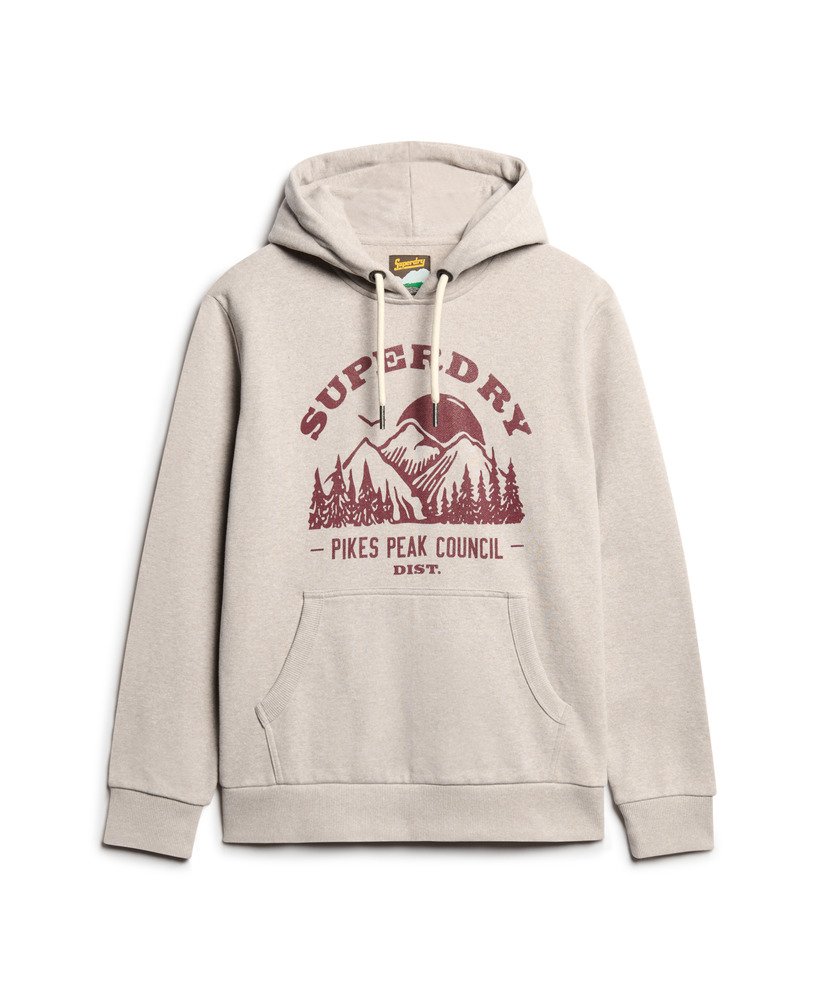 moletom oversized com capuz estampado para atividades ao ar livre na cor bege mesclado lavin.
