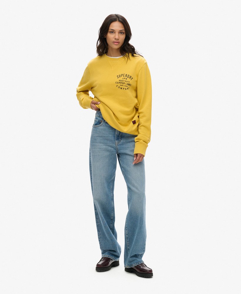 moletom oversized copper label graphic crew na cor amarelo pigmentado