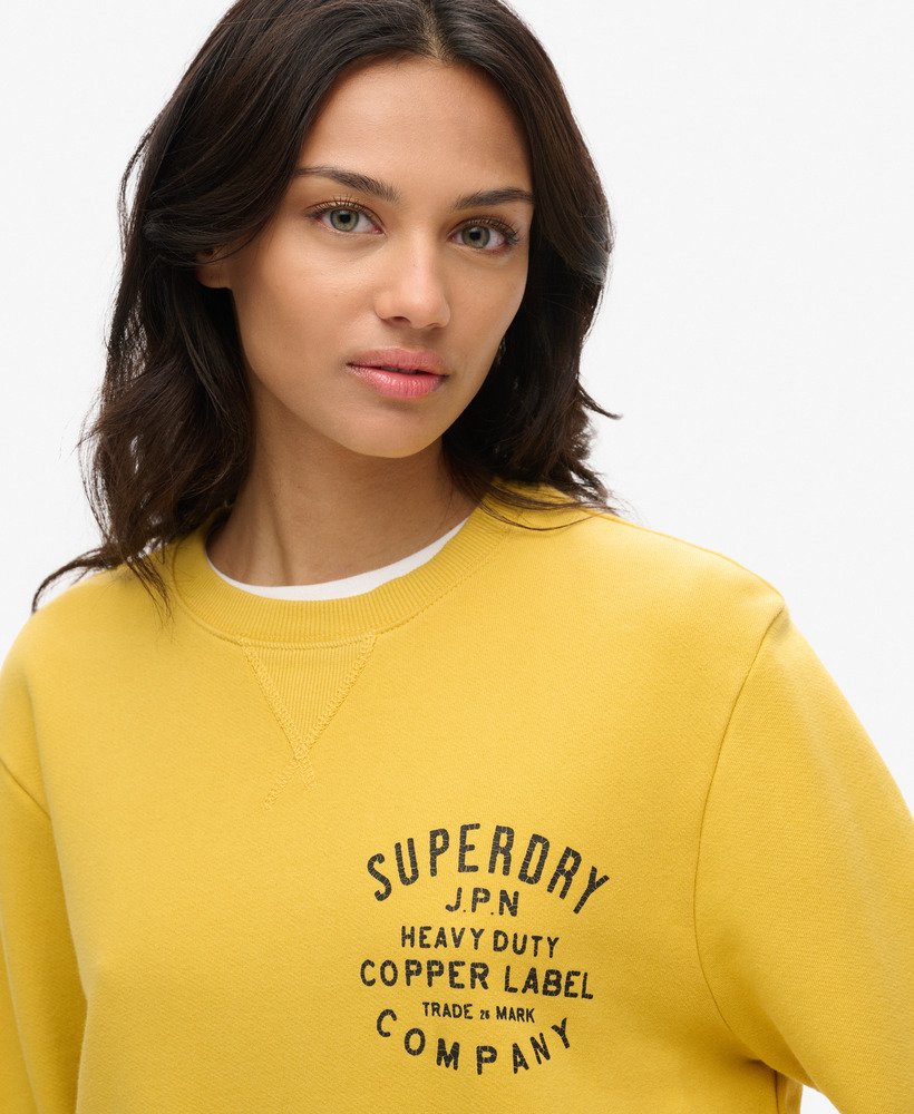 moletom oversized copper label graphic crew na cor amarelo pigmentado