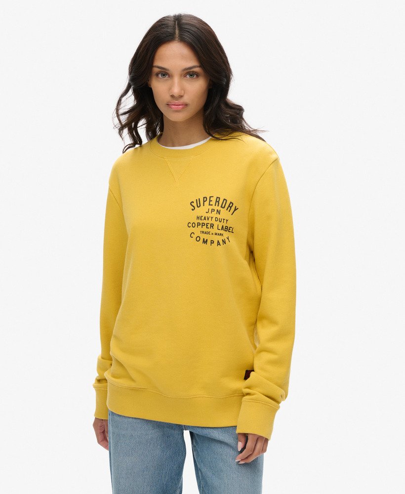 moletom oversized copper label graphic crew na cor amarelo pigmentado