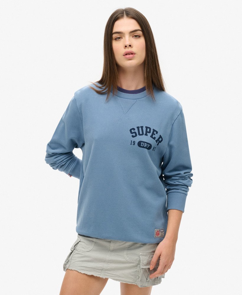 moletom esportivo oversized com estampa na cor azul wedgewood