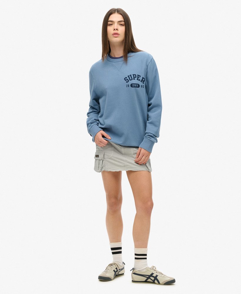 moletom esportivo oversized com estampa na cor azul wedgewood