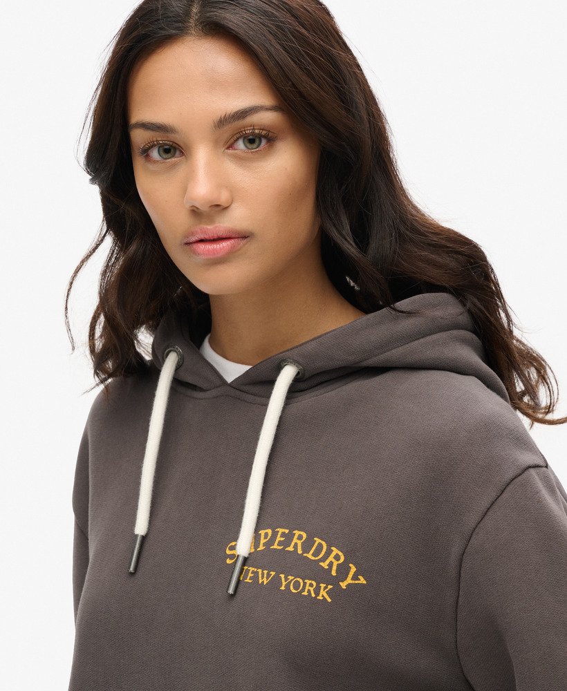 moletom com capuz oversized com estampa de tatuagem nas costas na cor preto vintage