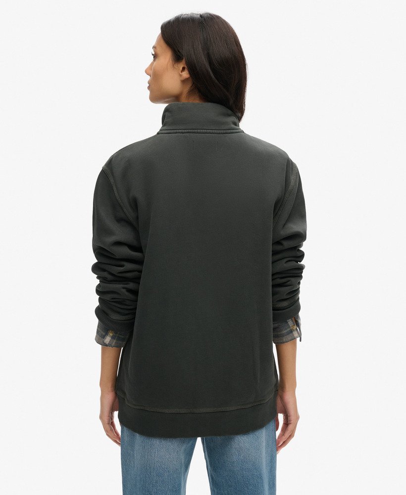 jaqueta esportiva oversized com costura contrastante em preto lavado