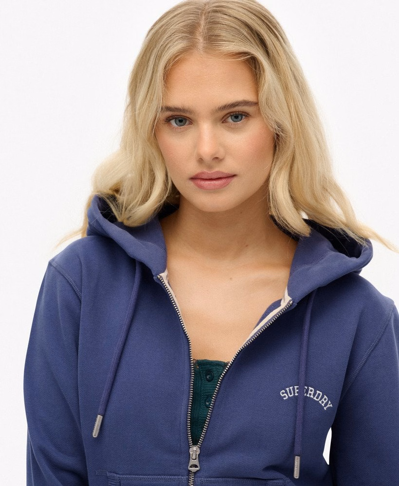 Moletom cropped com zíper e logo essencial