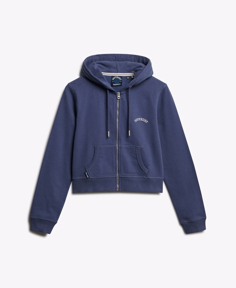 Moletom cropped com zíper e logo essencial