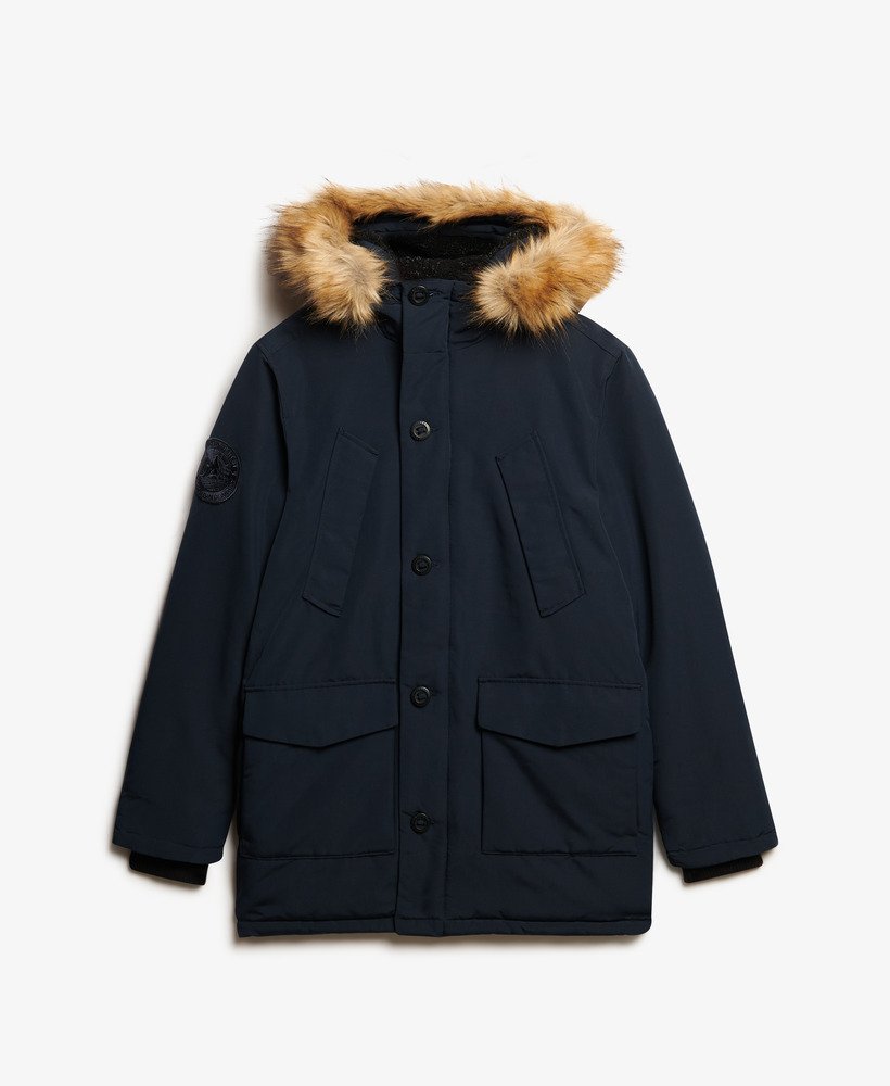 parka com capuz everest em pele sintética na cor nordic chrome navy