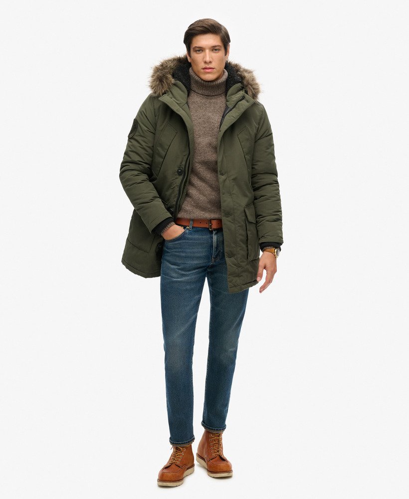 parka com capuz everest em pele sintética na cor verde-oliva da surplus goods