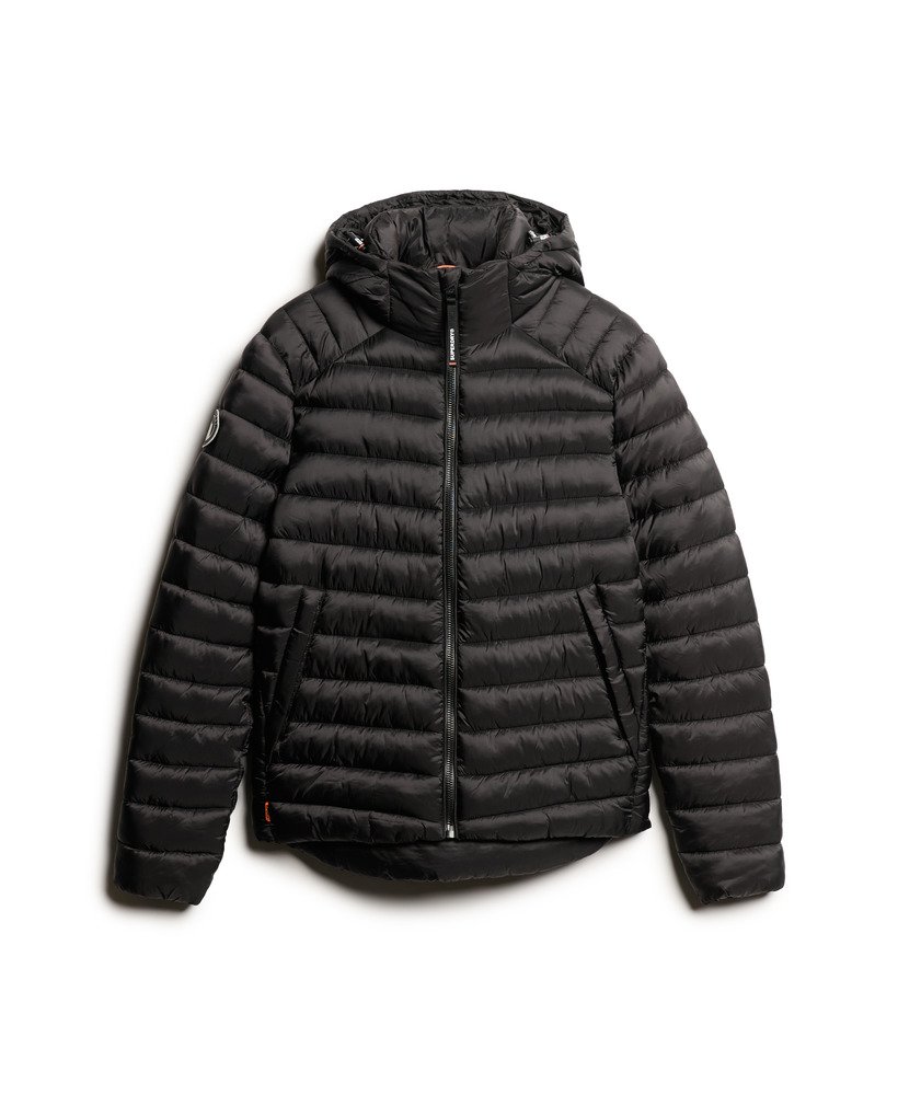 jaqueta acolchoada com capuz fuji sport na cor preta