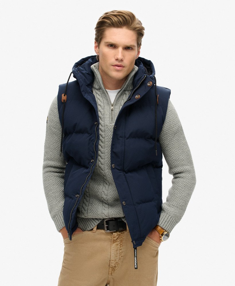 colete acolchoado com capuz everest na cor nordic chrome navy