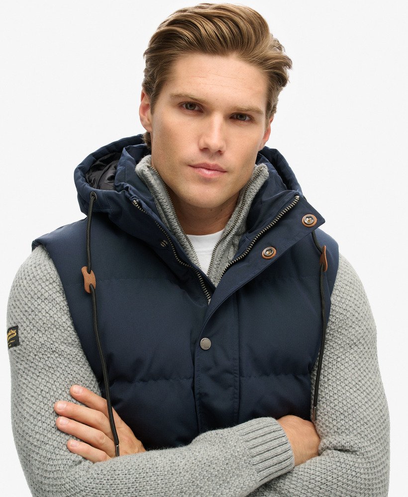 colete acolchoado com capuz everest na cor nordic chrome navy