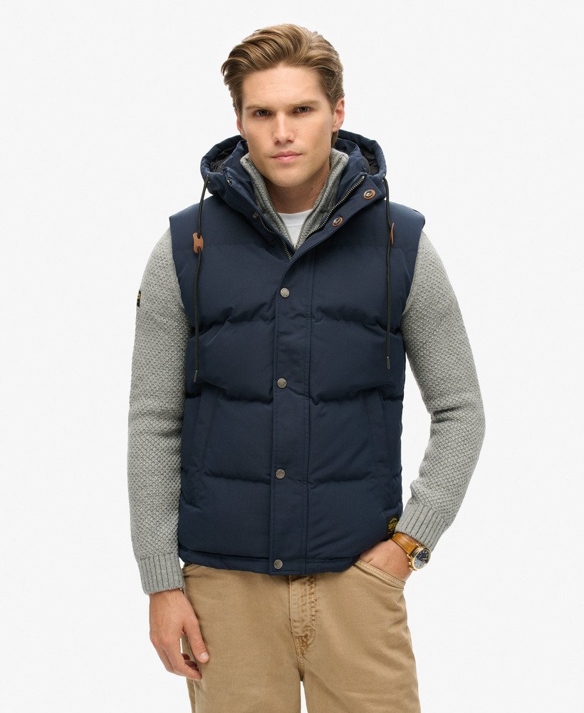 colete acolchoado com capuz everest na cor nordic chrome navy