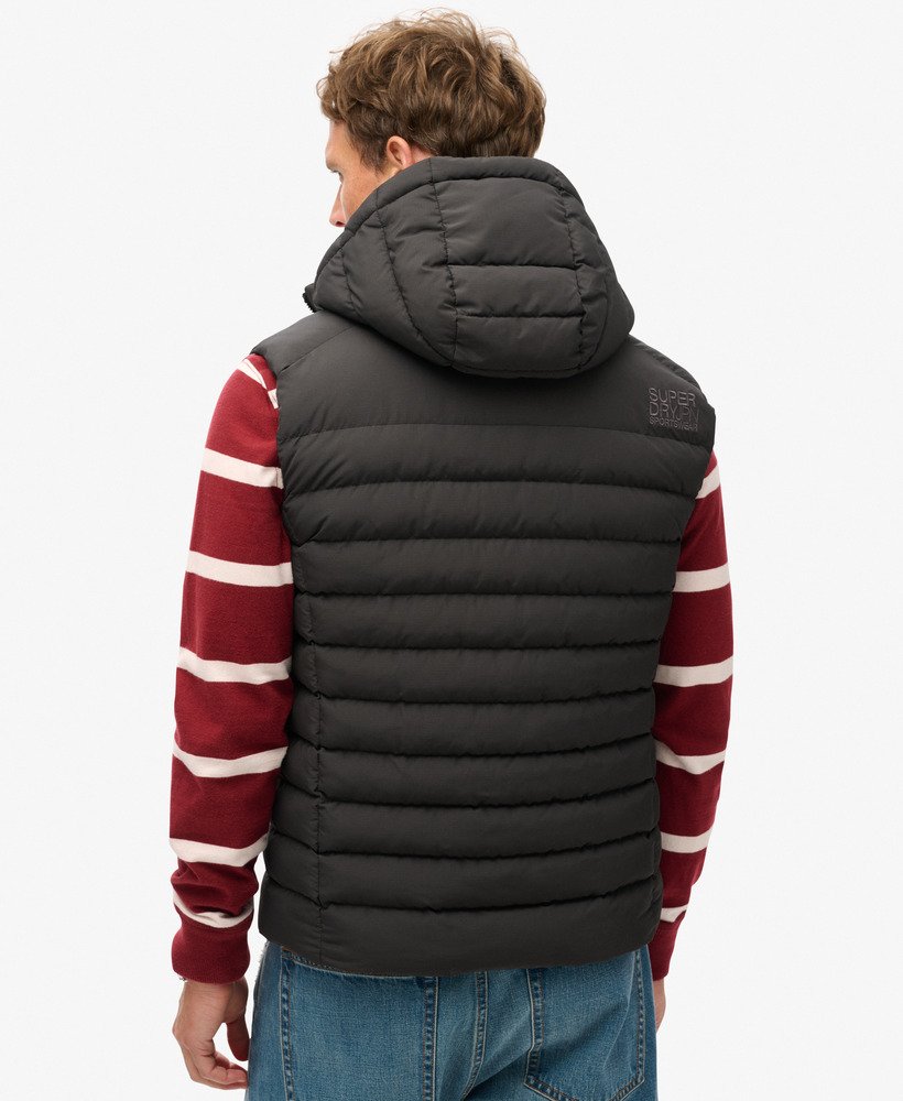 colete acolchoado com capuz fuji sport na cor preta
