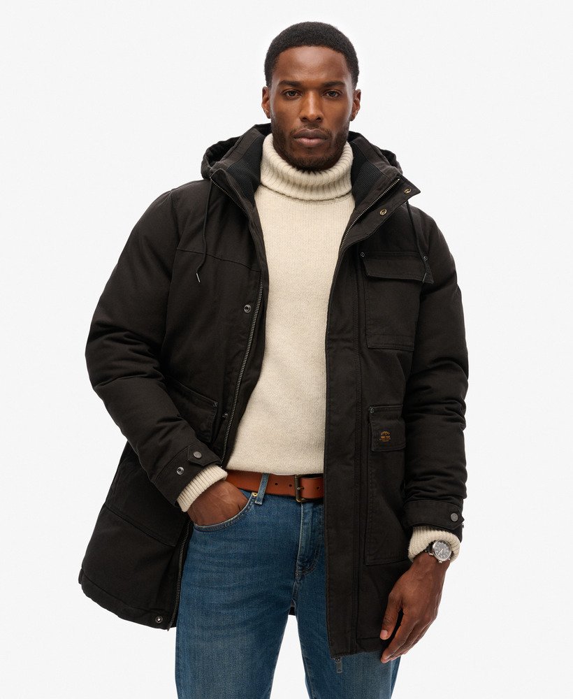 jaqueta parka com capuz workwear na cor preta