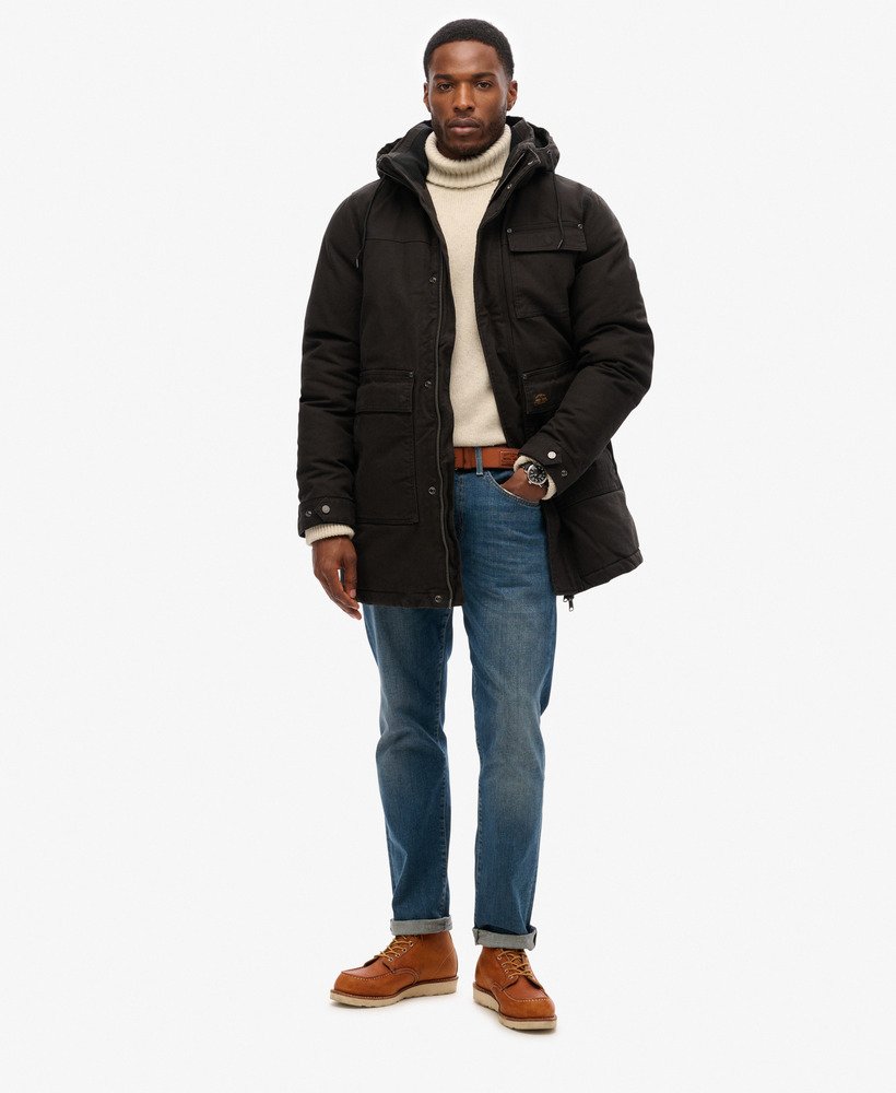 jaqueta parka com capuz workwear na cor preta