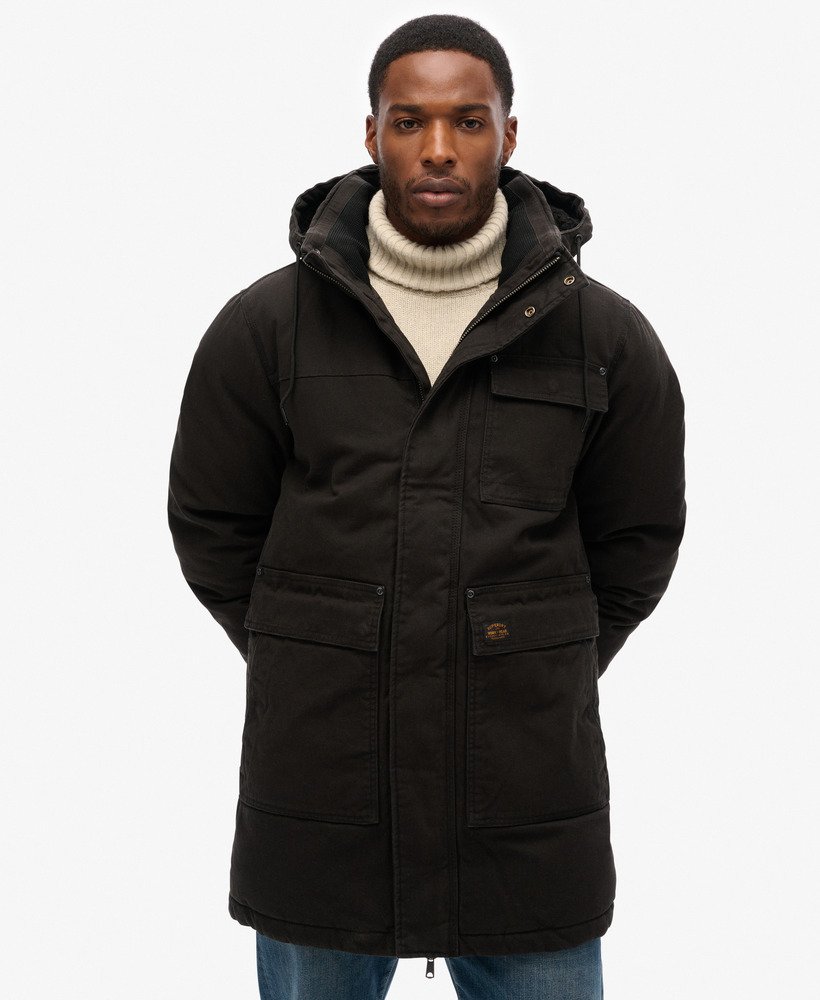 jaqueta parka com capuz workwear na cor preta
