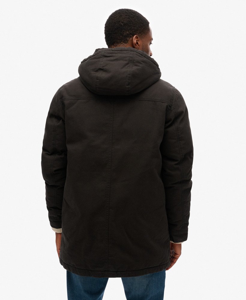 jaqueta parka com capuz workwear na cor preta
