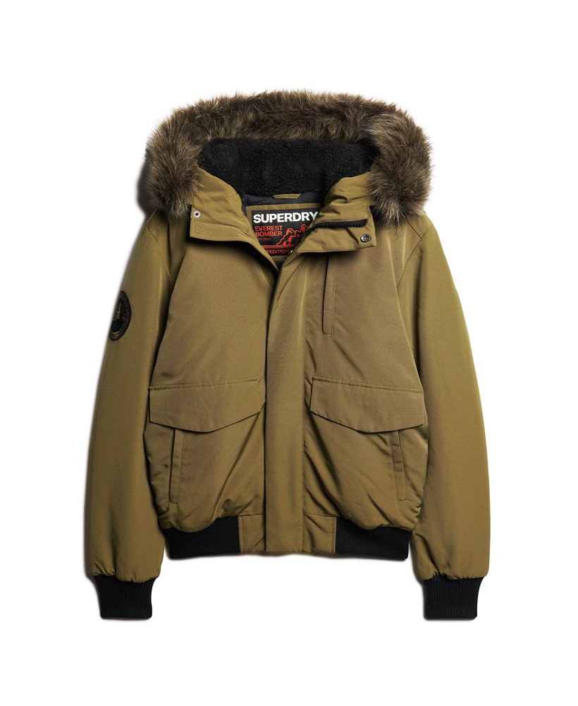 jaqueta bomber acolchoada everest com capuz na cor verde-oliva militar