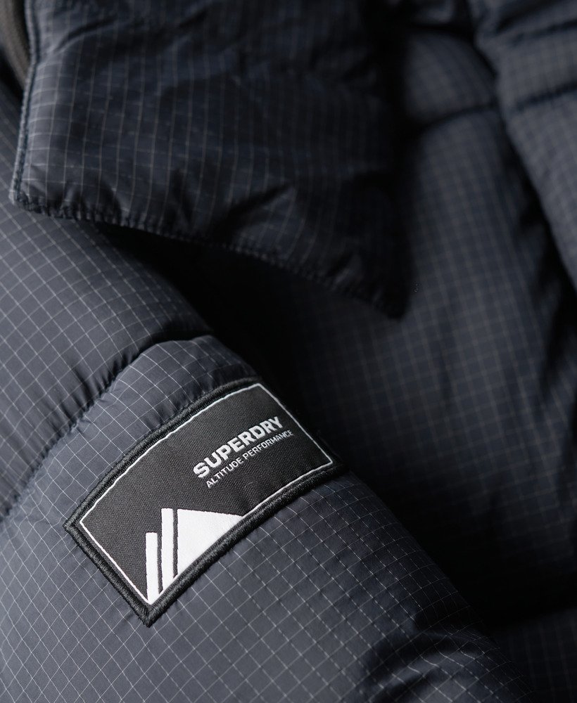 casaco puffer longo em ripstop xadrez azul-marinho eclipse
