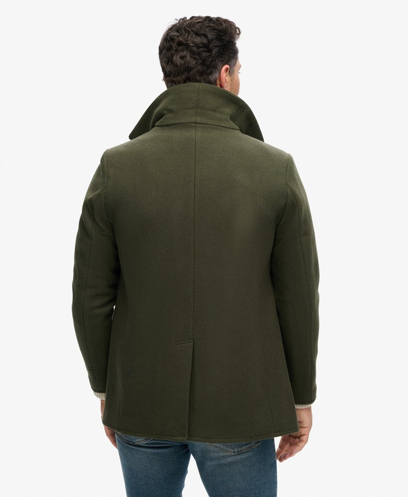 the merchant store - casaco de lã estilo marinheiro na cor verde musgo escuro
