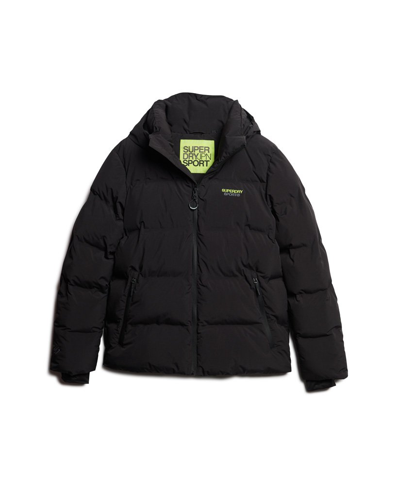jaqueta puffer boxy com capuz na cor preta.
