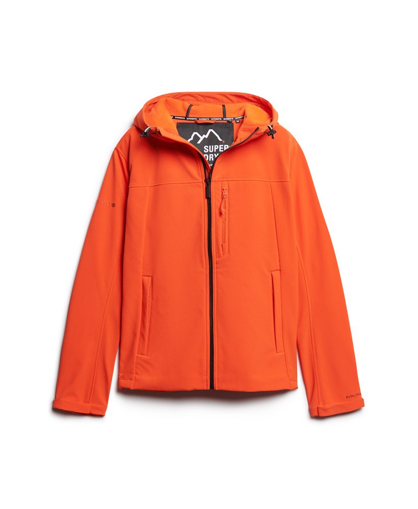 jaqueta softshell com capuz e forro de fleece em laranja vibrante