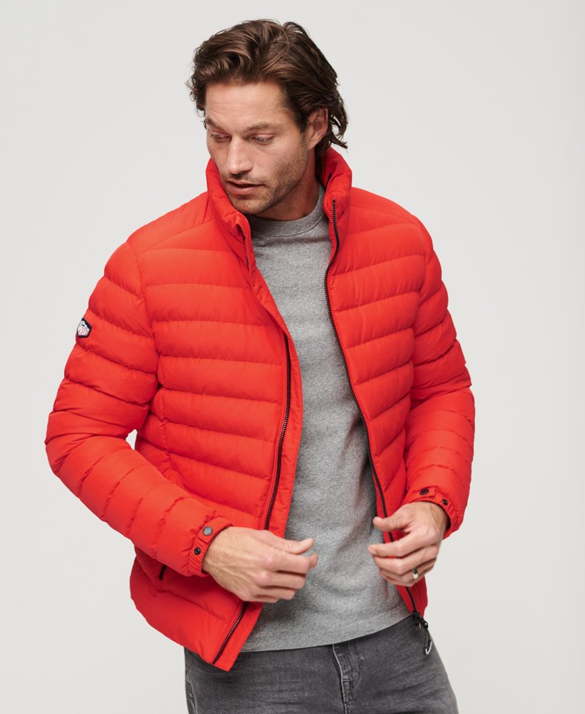 jaqueta acolchoada estampada fuji em vermelho pôr do sol