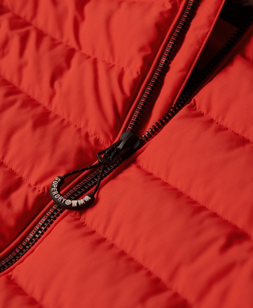 jaqueta acolchoada estampada fuji em vermelho pôr do sol