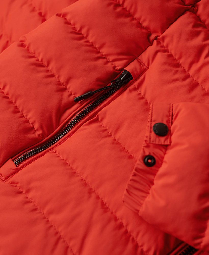 jaqueta acolchoada estampada fuji em vermelho pôr do sol