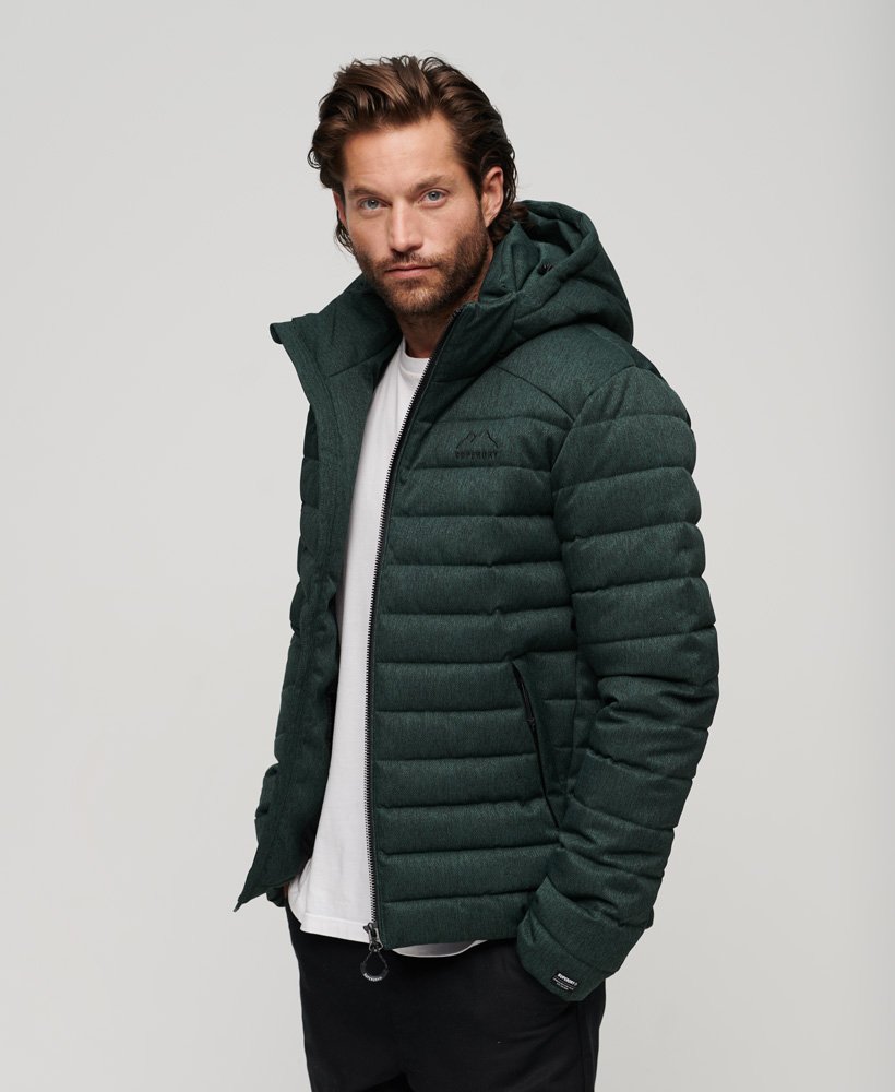 jaqueta fuji herringbone com capuz na cor verde escuro academy.