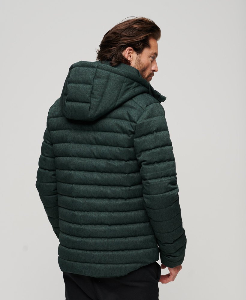 jaqueta fuji herringbone com capuz na cor verde escuro academy.