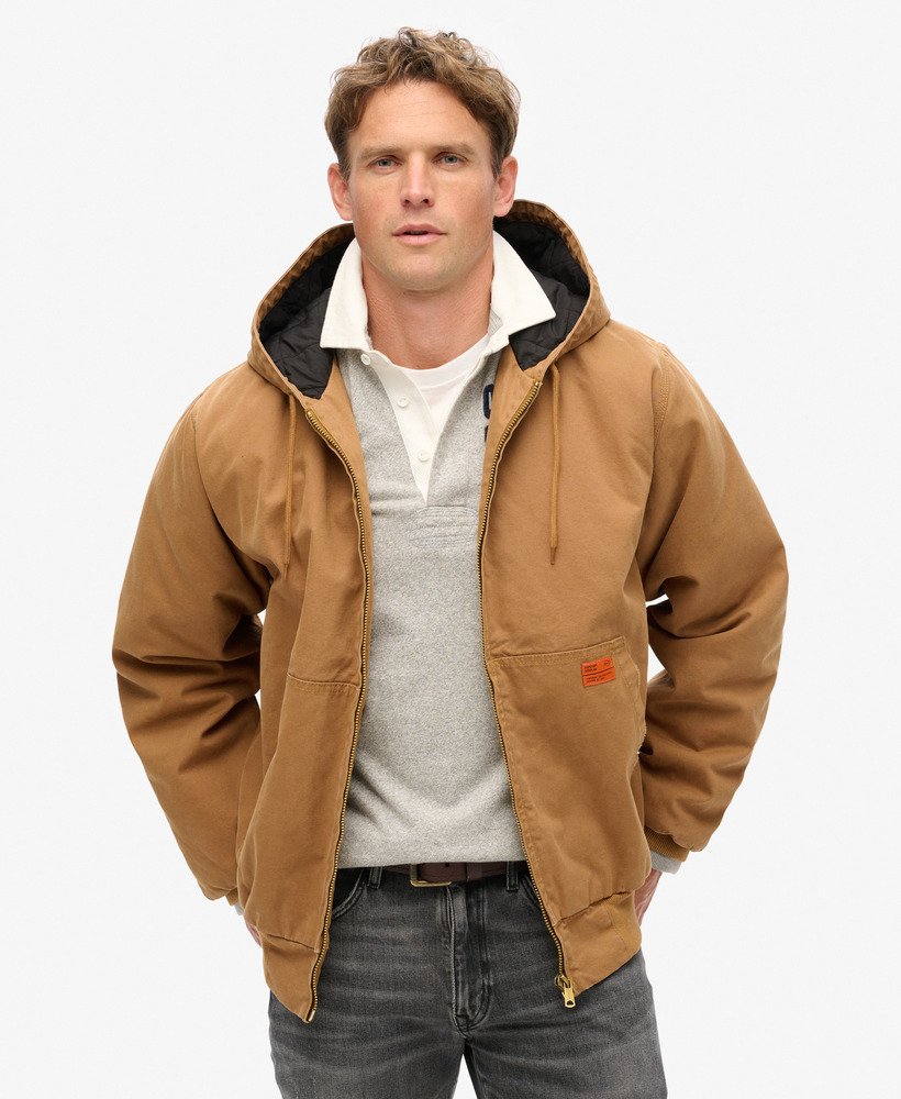 jaqueta bomber com capuz surplus em denim co marrom tabaco