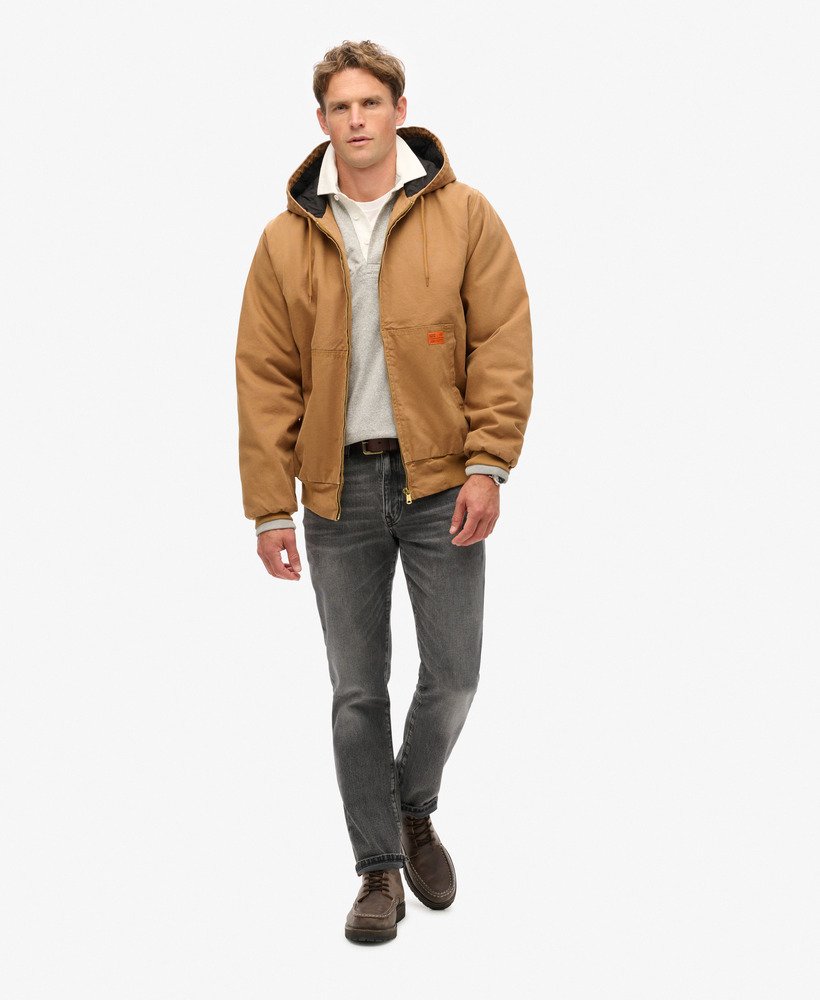 jaqueta bomber com capuz surplus em denim co marrom tabaco