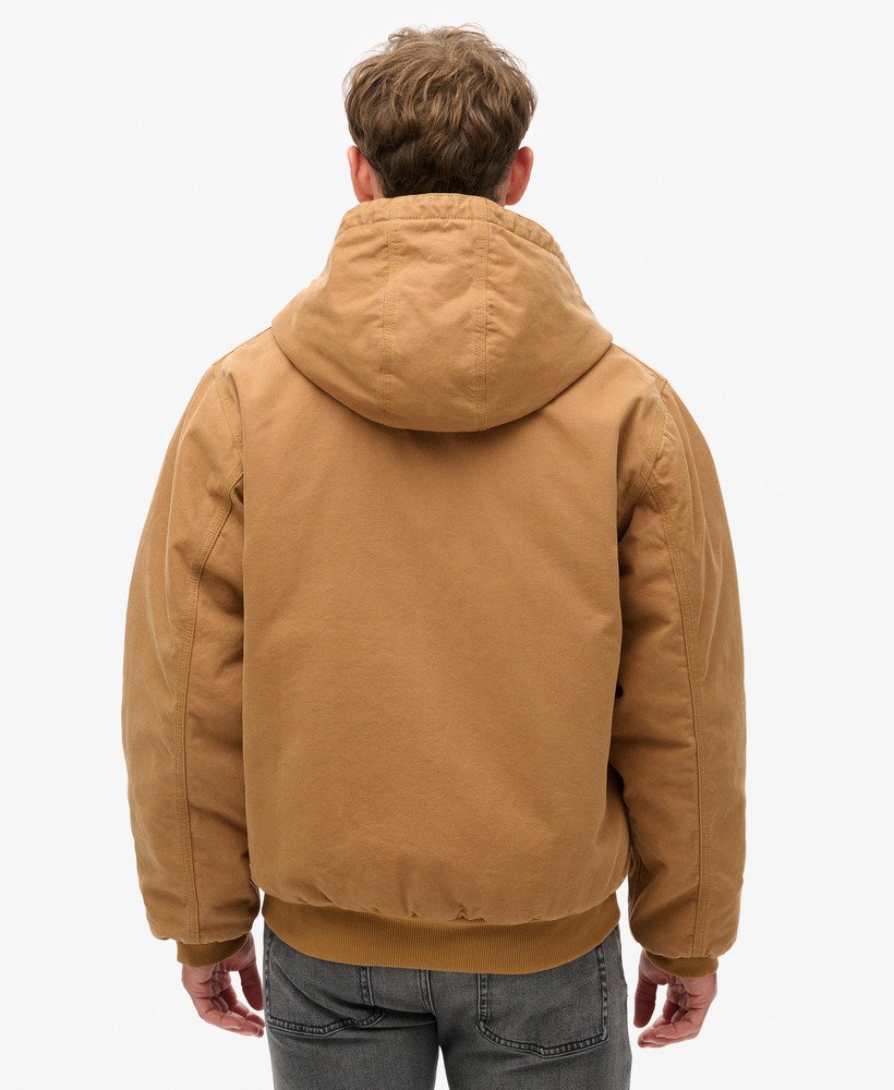 jaqueta bomber com capuz surplus em denim co marrom tabaco